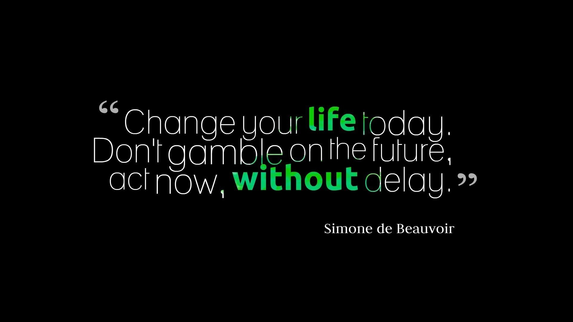 A motivational quote by Simone de Beauvoir on a black background. The quote reads: 