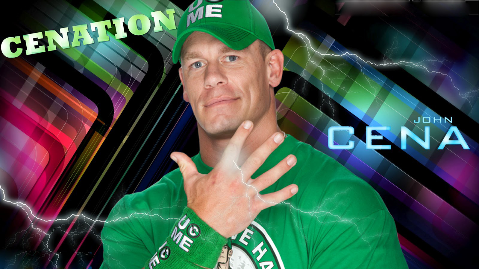 John Cena Wallpaper Green T Shirt Showing Hand