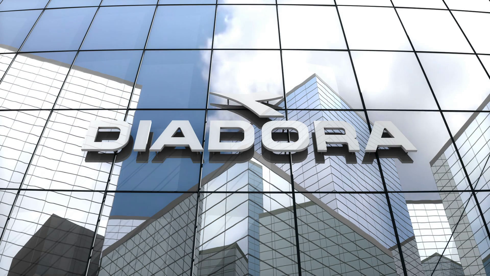 Editorial Diadora Logo On Glass Building Motion Background