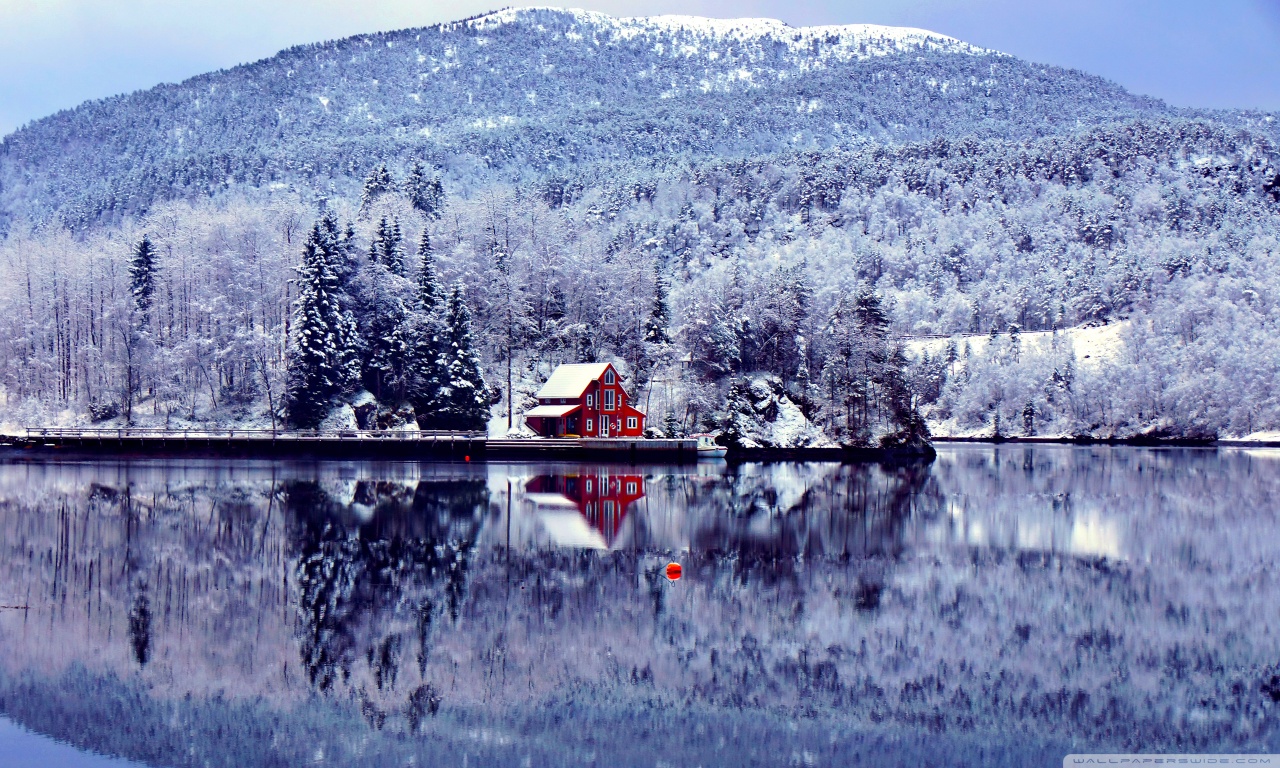 Winter Wallpaper Forest Lake House To Your Pc Search
