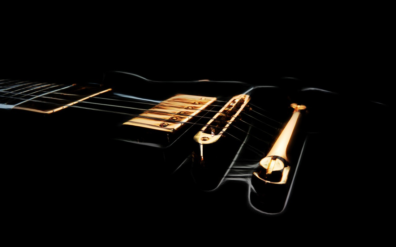 Guitar Wallpaper   Black Electric Guitar Pickup and Strings   1280x800