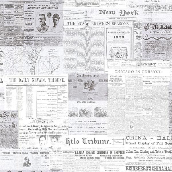 Gazette Grey Vintage Newsprint Wallpaper Warehouse