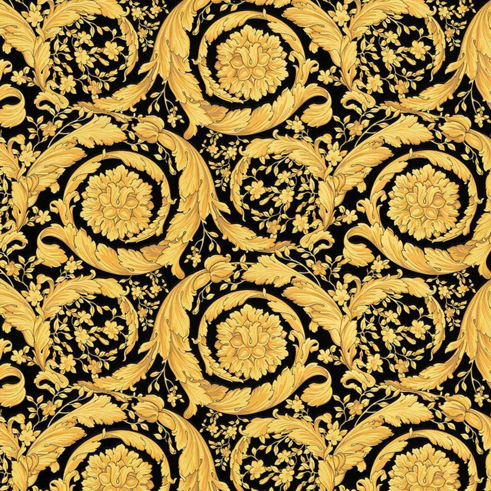 Gold Black Barocco Flowers Mimas Wallpaper Roll