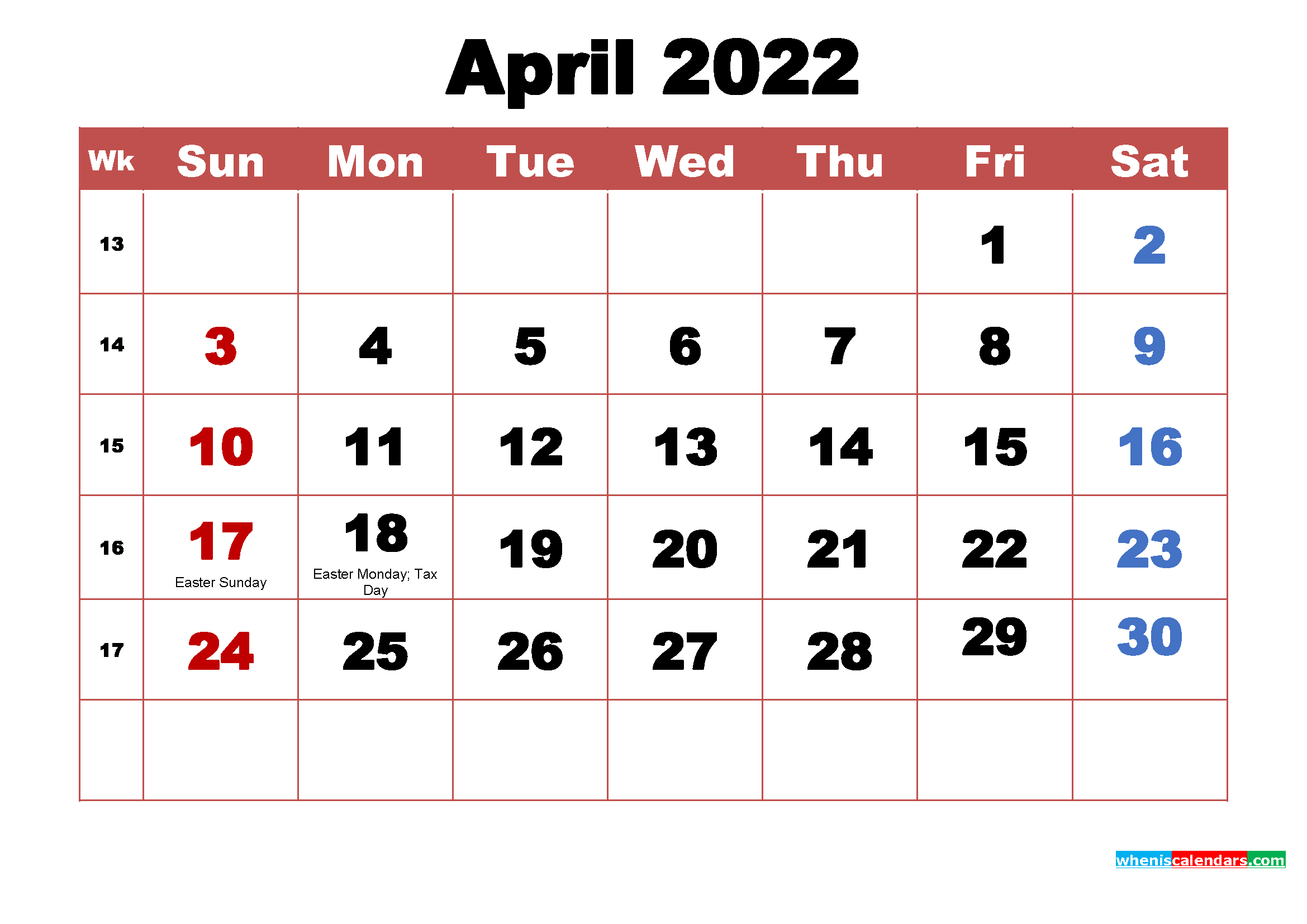 April Calendar Wallpaper High Resolution
