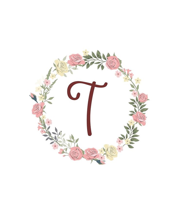 Monogram T Lovely Pink White Roses Sticker By Floralmonogram