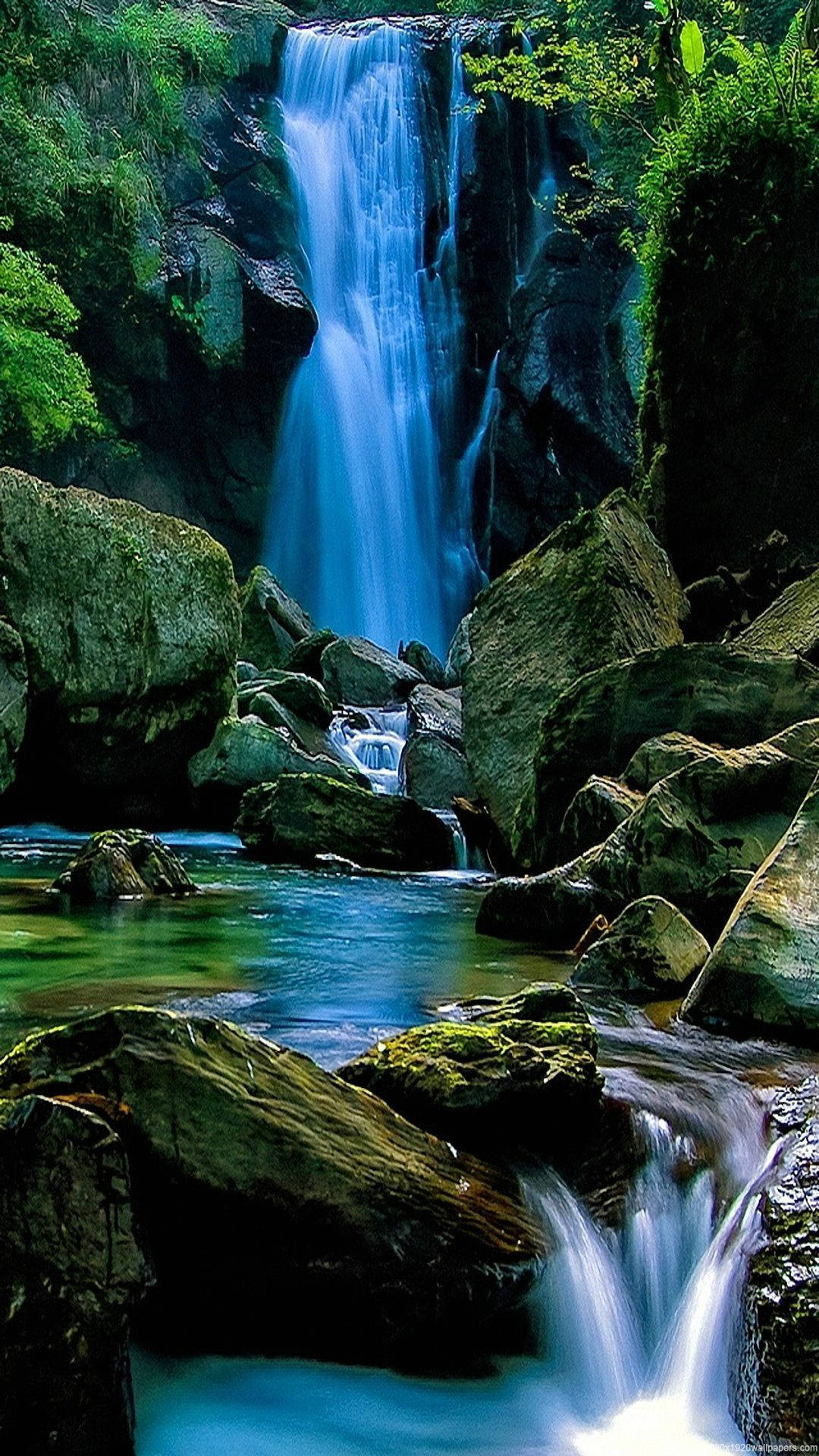 HD Nature Phone Waterfall And Lake Wallpaper