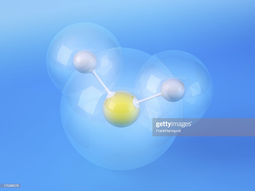 Hydrogen Sulfide Molecule Blue Background High Res Stock Photo