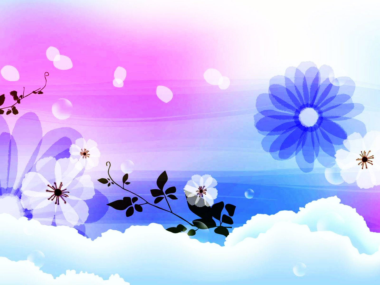 Flowers Design Clouds Ppt Background Template For Presentation