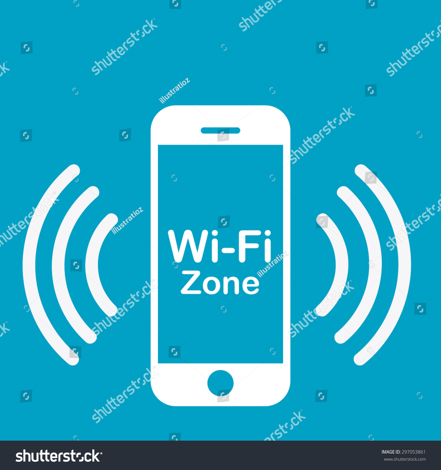 Colored Background Phone Silhouette Wifi Hotspot Stock Vector