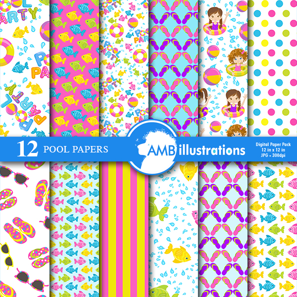 Pool Party Digital Papers Mygrafico