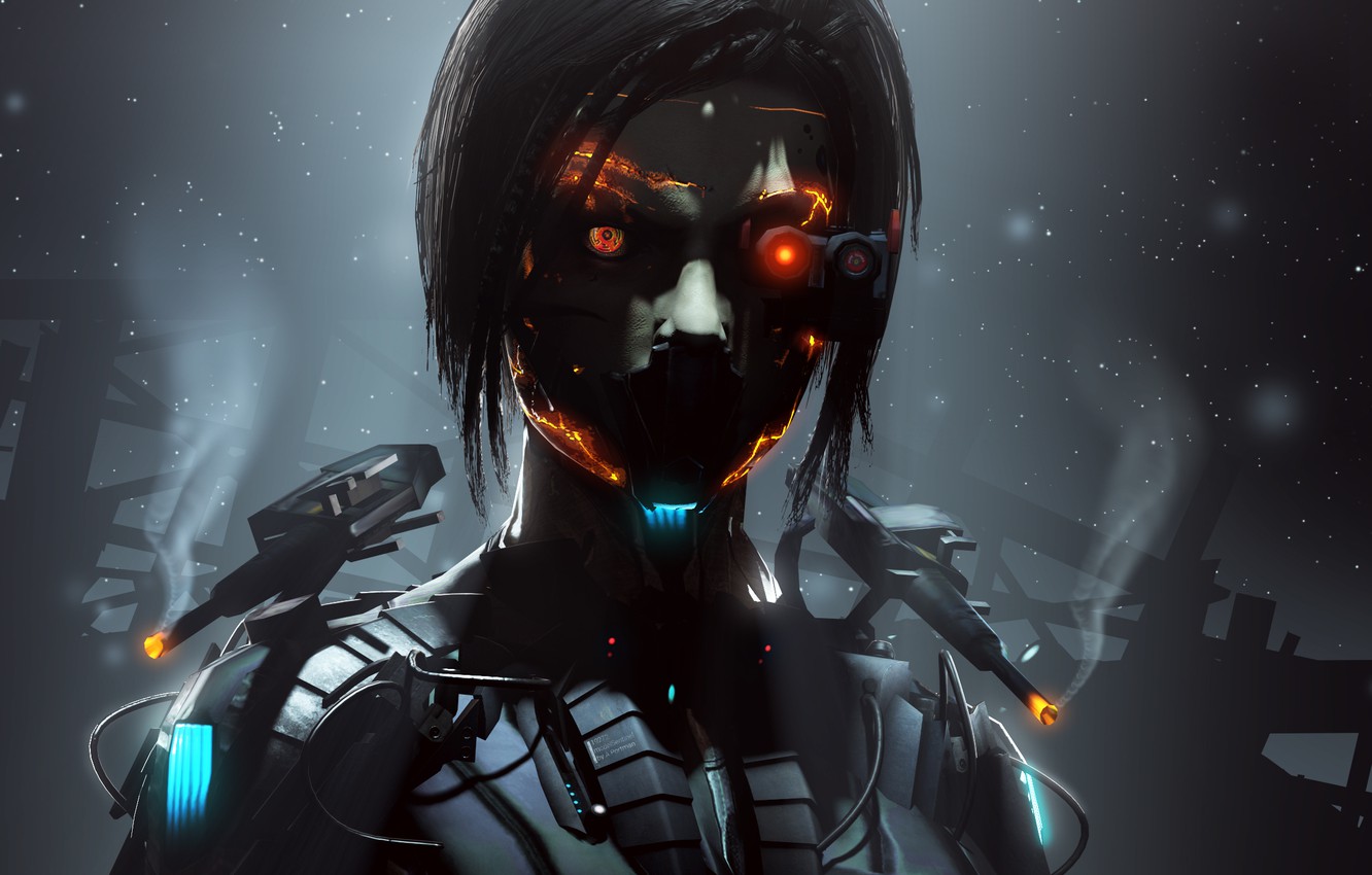 Wallpaper eyes girl face fiction robot cyborg images for