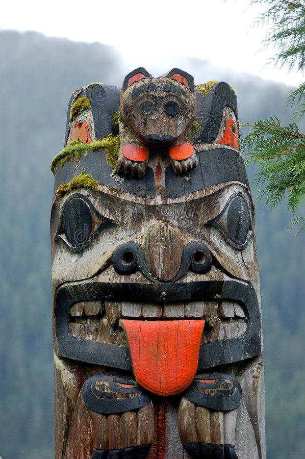 Totem In Ketchikan Shallow Depth Of Field Blurry Background