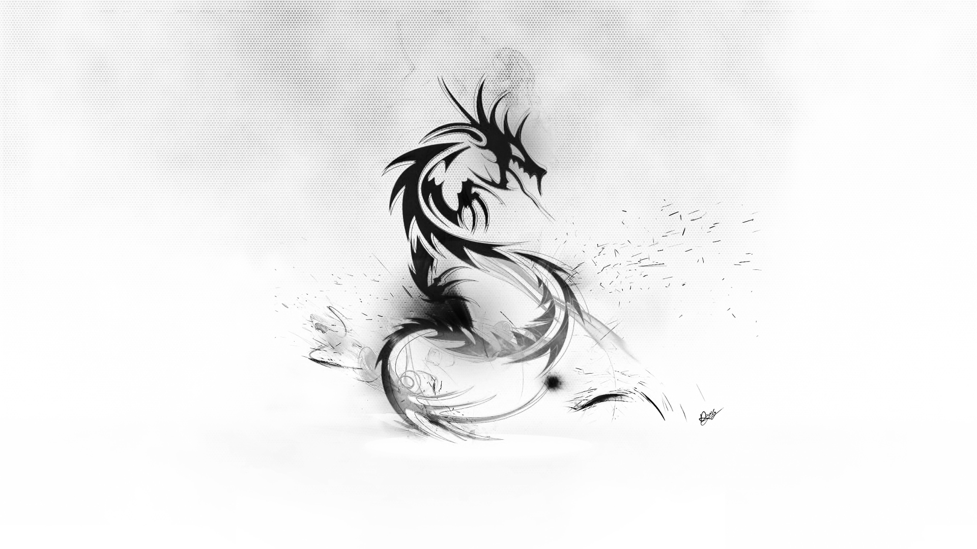 Abstract Dragon Wallpaper Black White By Maciekporebski