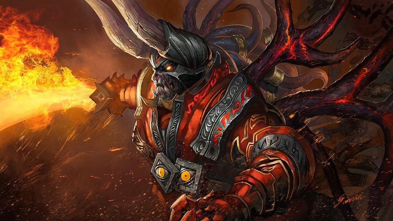Lucifer Doom Bringer Dota Game HD Wallpaper Horn Demon Flaming