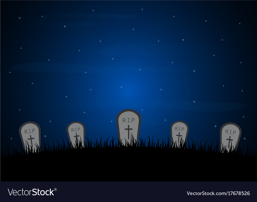 Halloween Gravestone Graveyard Background Vector Image