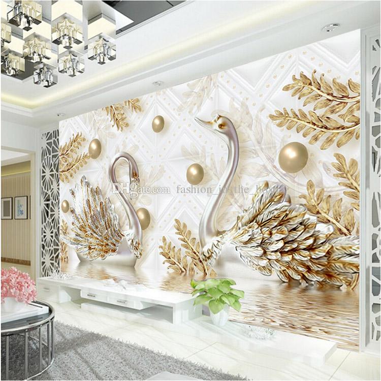 Luxury Wallpaper Jewelry Swan Wall Mural Custom 3d For