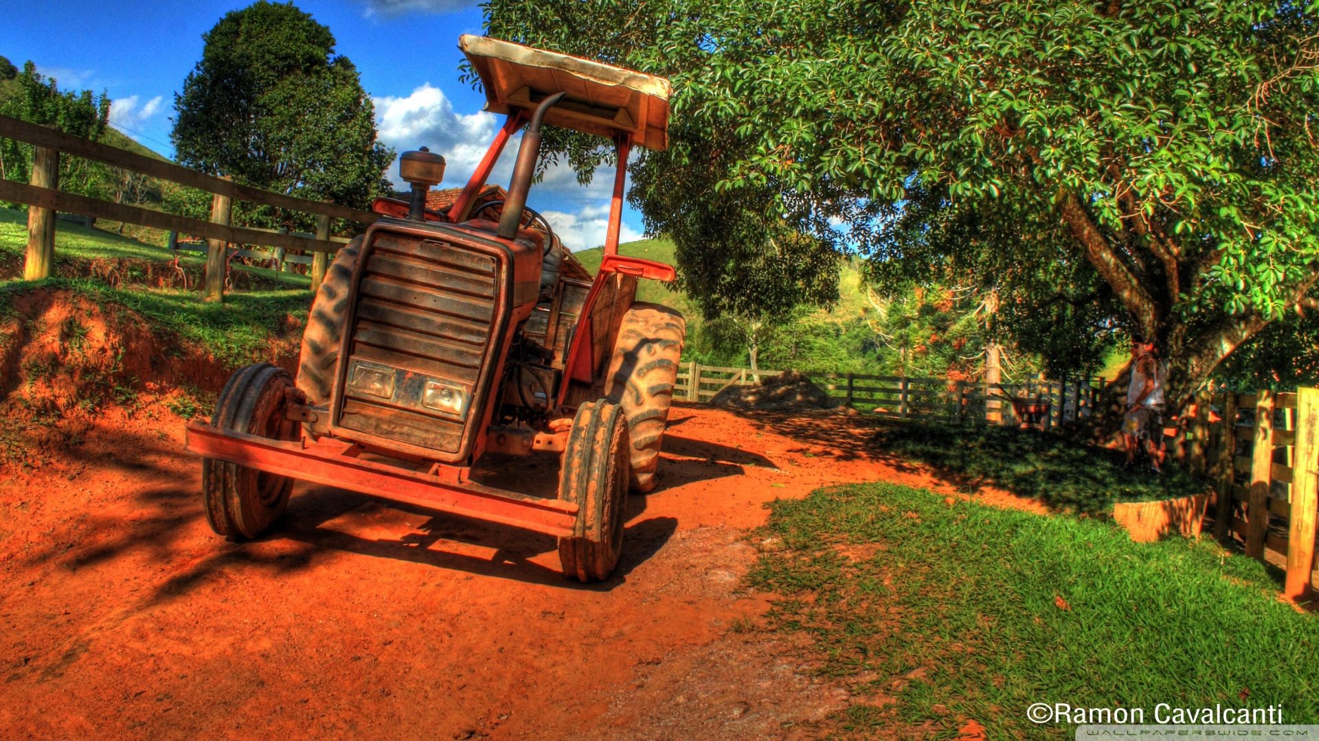 Tractor In Big Sky Country HD Desktop Background Wallpaper