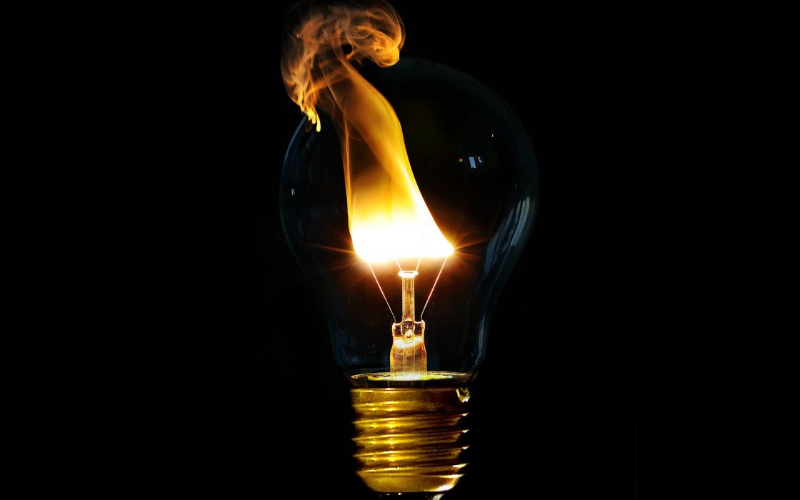 Light Fire Bulbs Black Background Wallpaper
