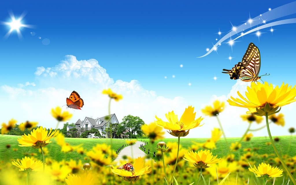 FunMozar Spring Flowers And Butterflies Wallpapers