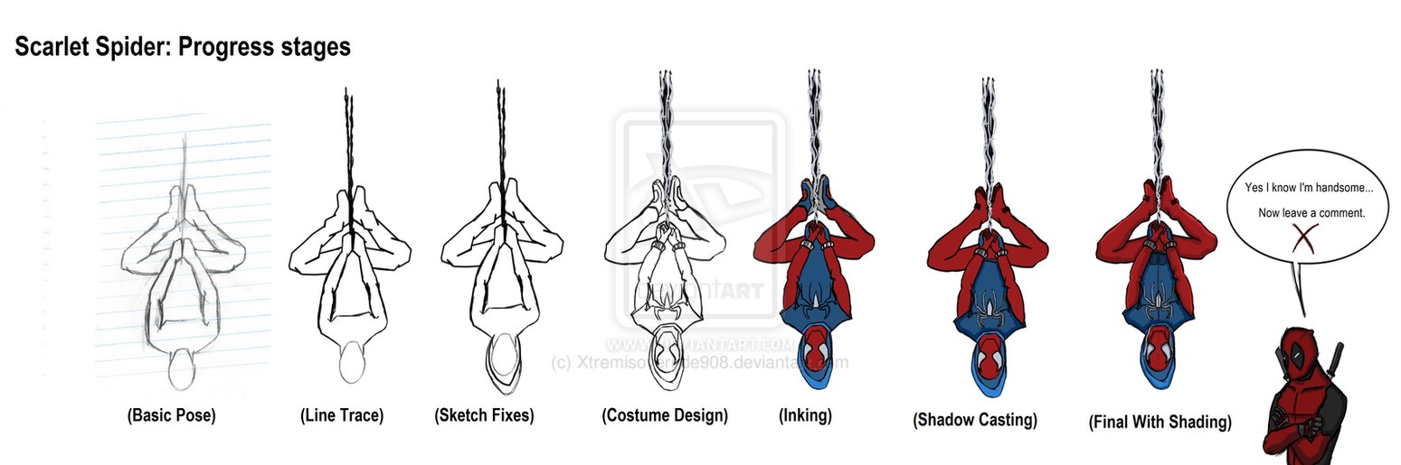 Scarlet Spider Progress stages by Xtremisoverride908 on