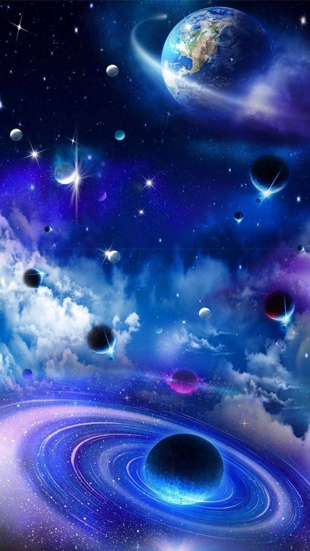 Galaxies Planets Wallpaper