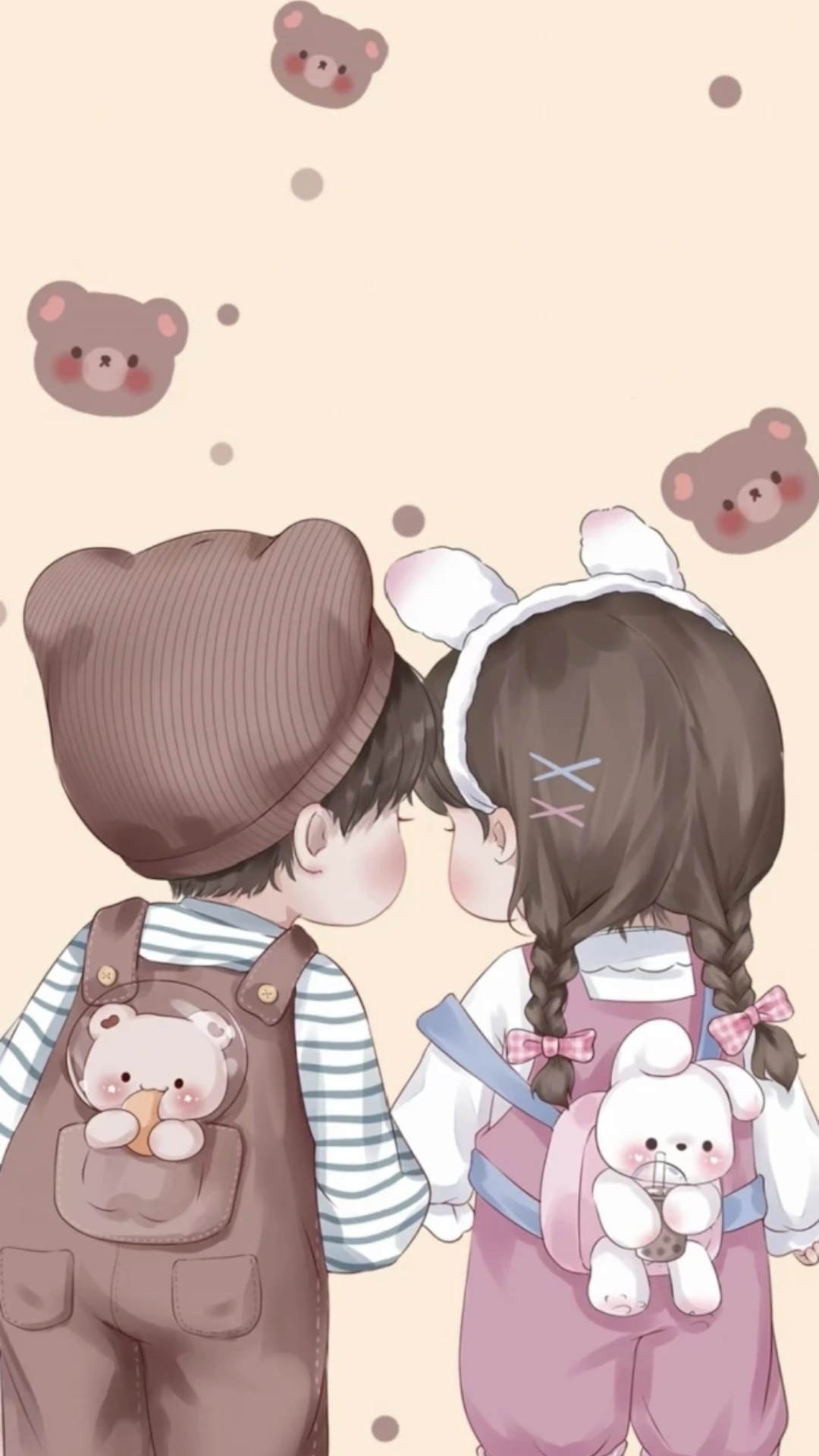 Cute Cartoon Couple Wallpaper 4k