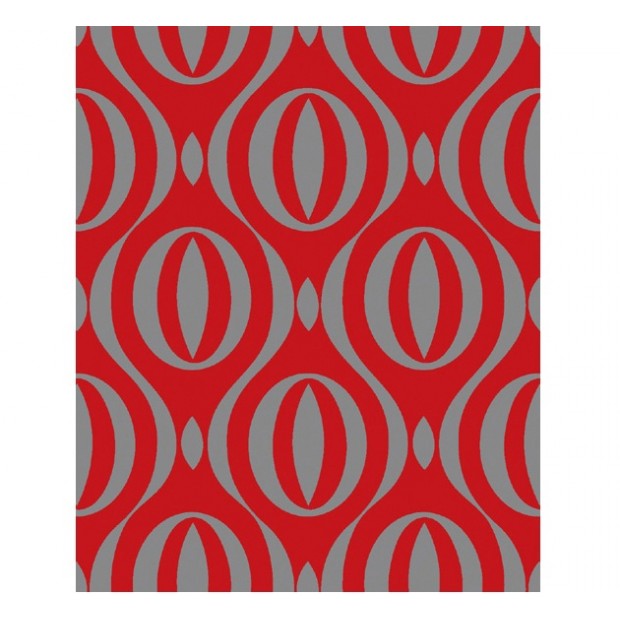 Modern Red Silver Motif Luxurious Velvet Self Adhesive Wallpaper
