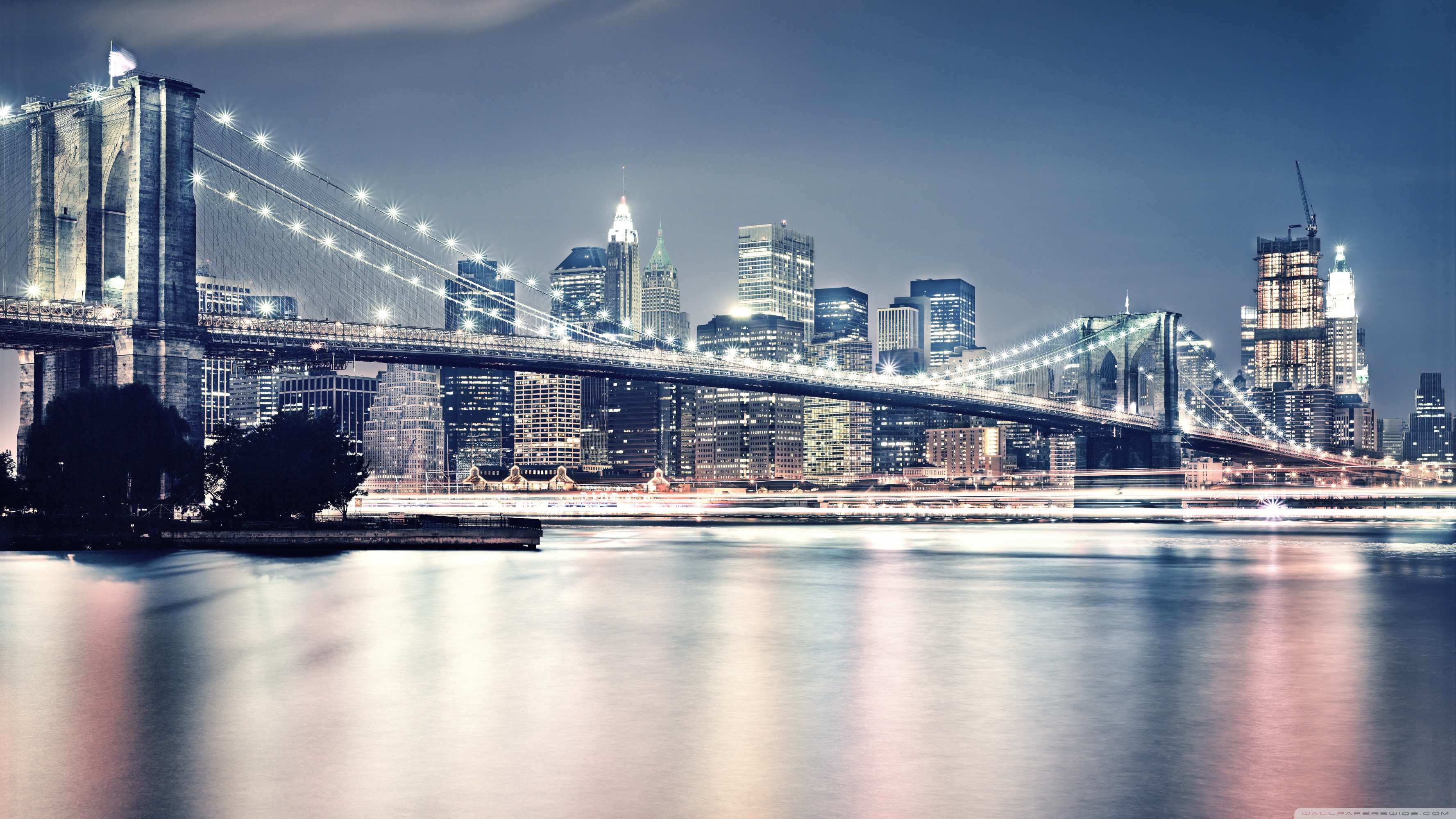 Brooklyn Bridge At Night 4K HD Desktop Wallpaper for 4K Ultra