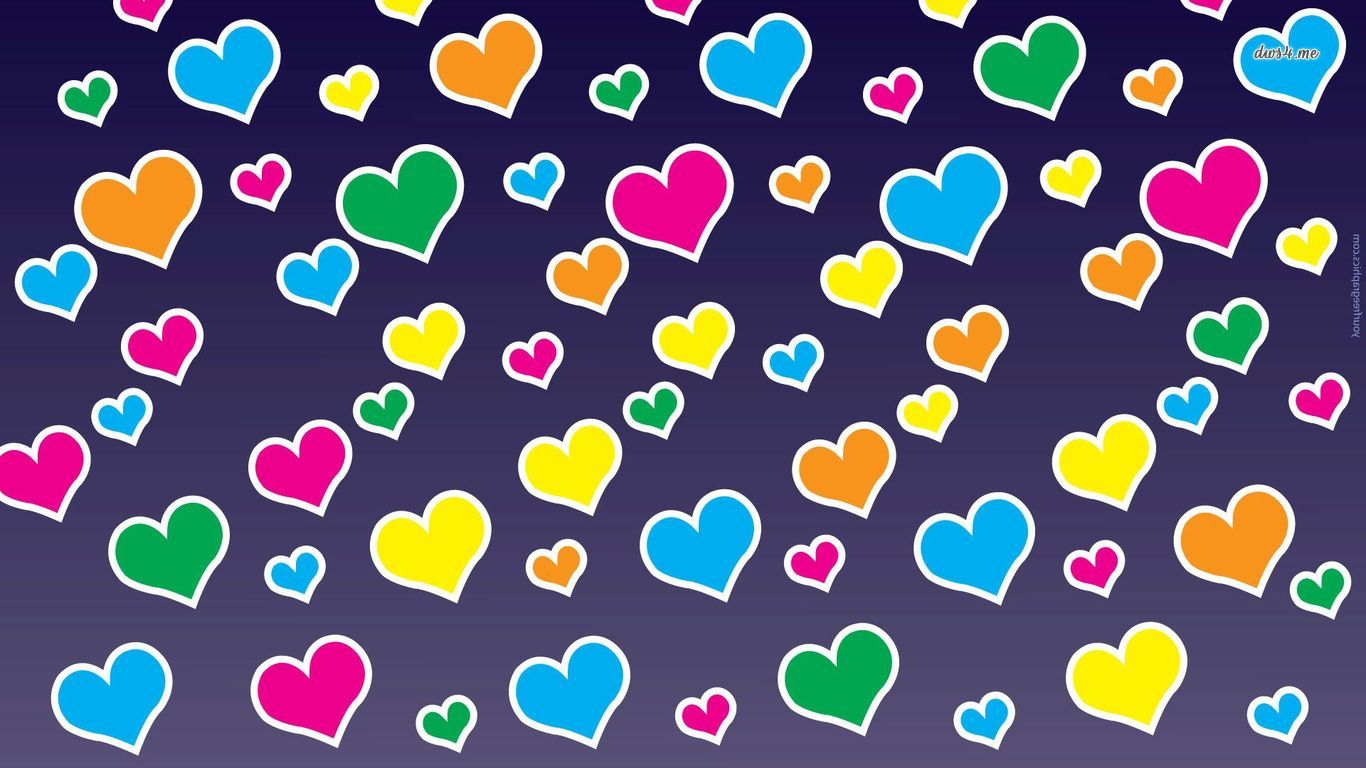 Colorful Hearts Wallpaper Digital Art