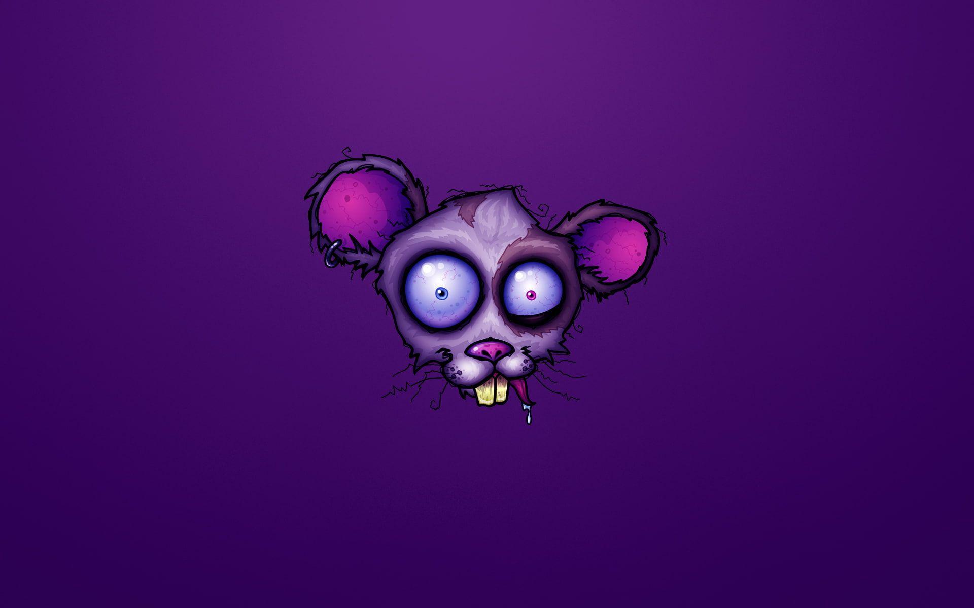 Crazy Mouse Funny Purple Background 1080p Wallpaper