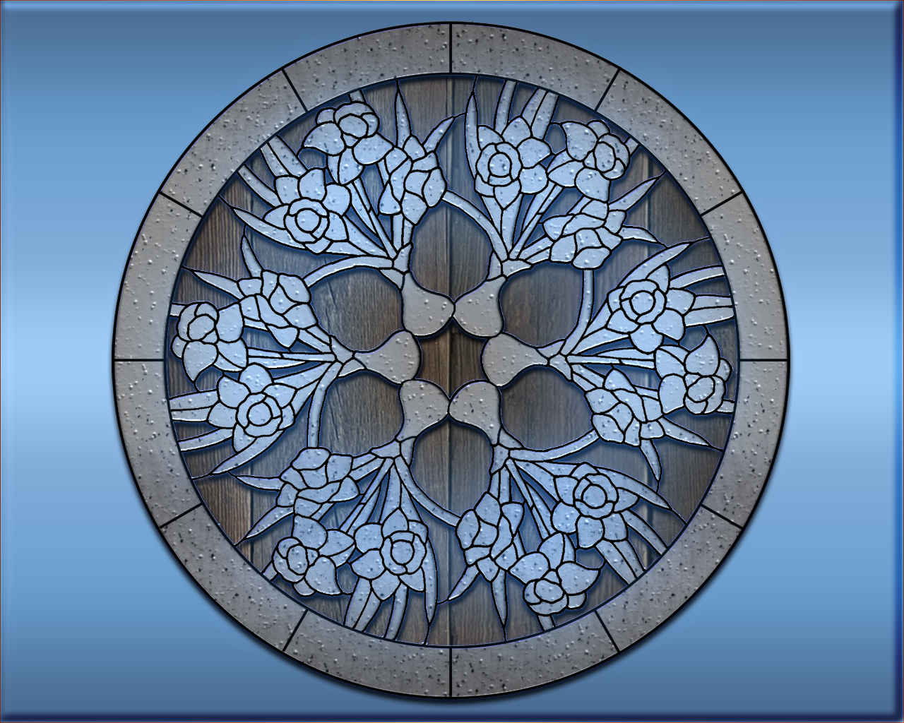 Metallic Circle Of Flowers Free Wallpaper