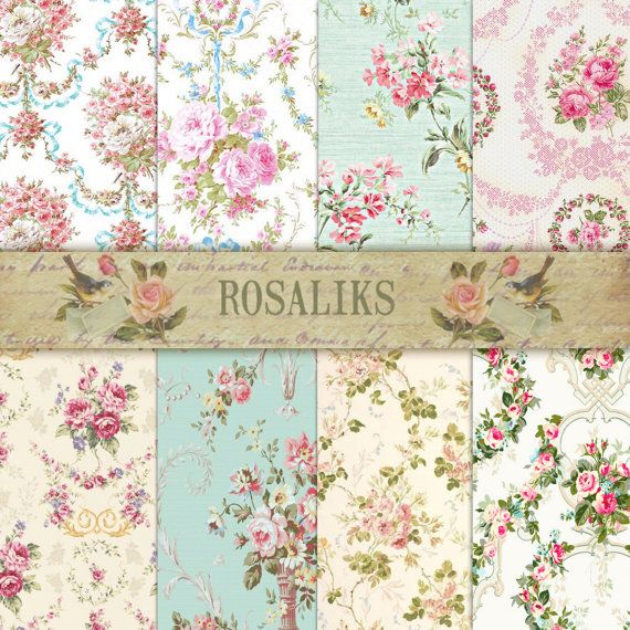  Shabby Chic Premade Pages Shabby chic paper Decoupage Paper Vintage