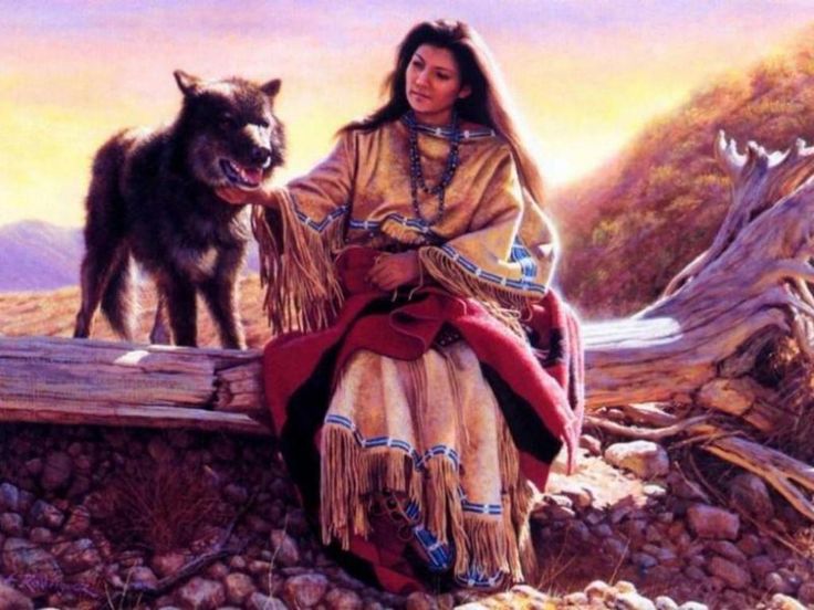 Cherokee Indians And Wolves Indian Girl Wolf