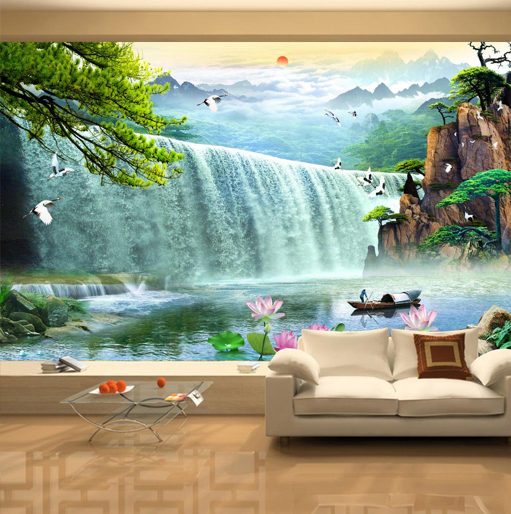 Customized Retail Water Rich Long Flow Tv Background Wall Red Day