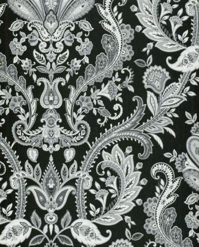 Gray Silver White Paisley on Black Wallpaper MD29430 D Marie