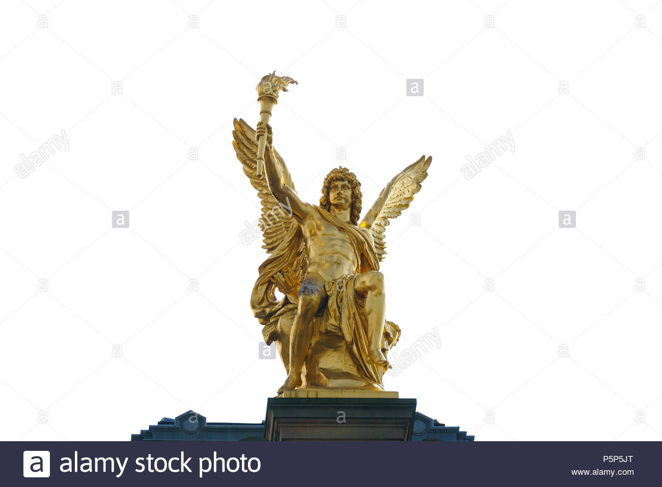Golden Statue Of Eros Dresden Saxony Germany Isolated On White