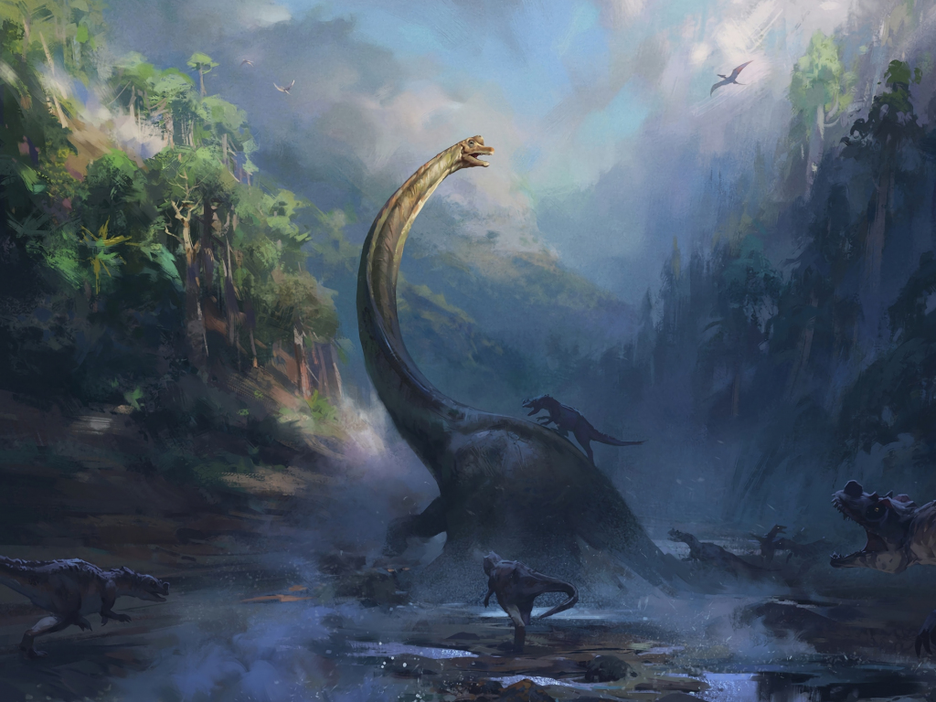 Dinosaur age fantasy fight artwork wallpaper hd image picture