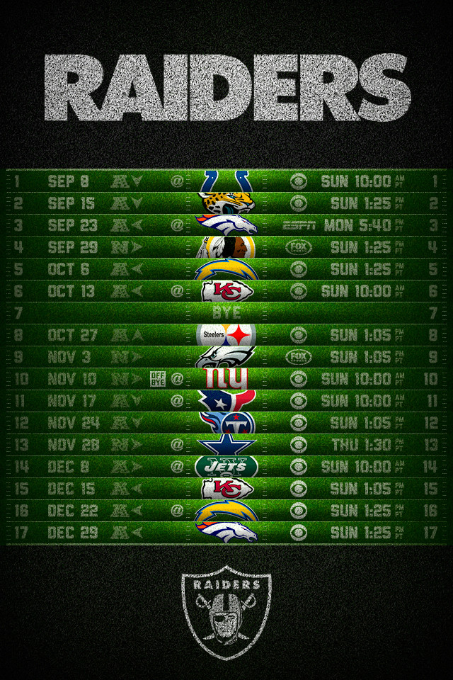 Oakland Raiders Schedule Wallpaper iPhone 4s
