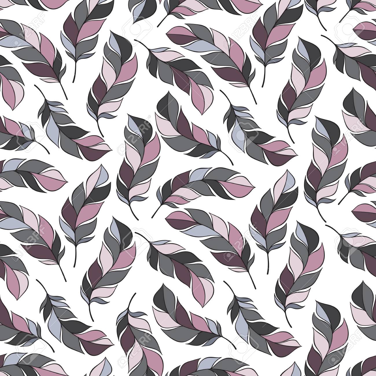 Vintage Seamless Pattern With Hand Drawn Feathers For Desktop