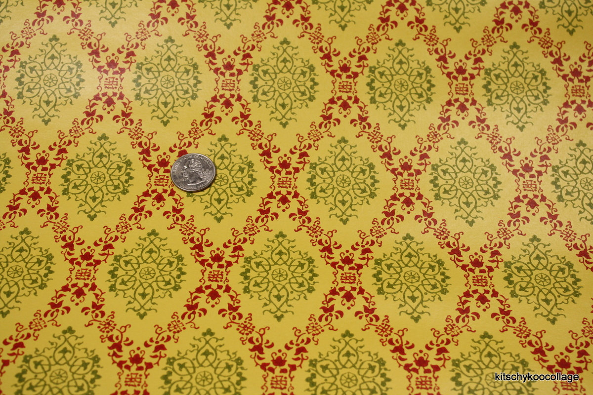 Red Gold Damask Wallpaper S Vintage Retro Green And