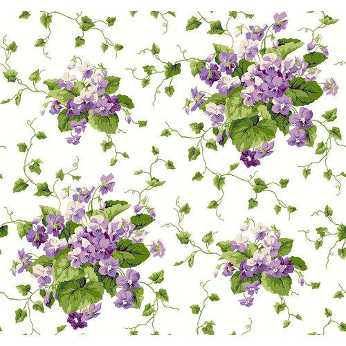 York Wallcoverings Er8102 Waverly Cottage Sweet Violets Wallpaper