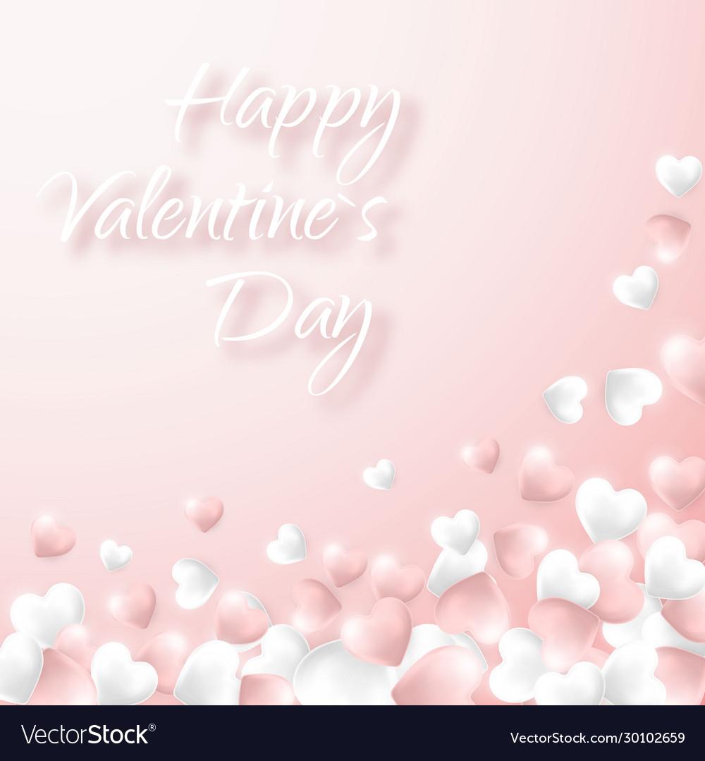 Happy Valentines Day Background Pink And White Vector Image