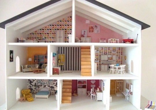 Papering A Dollhouse With Scrapbook Paper