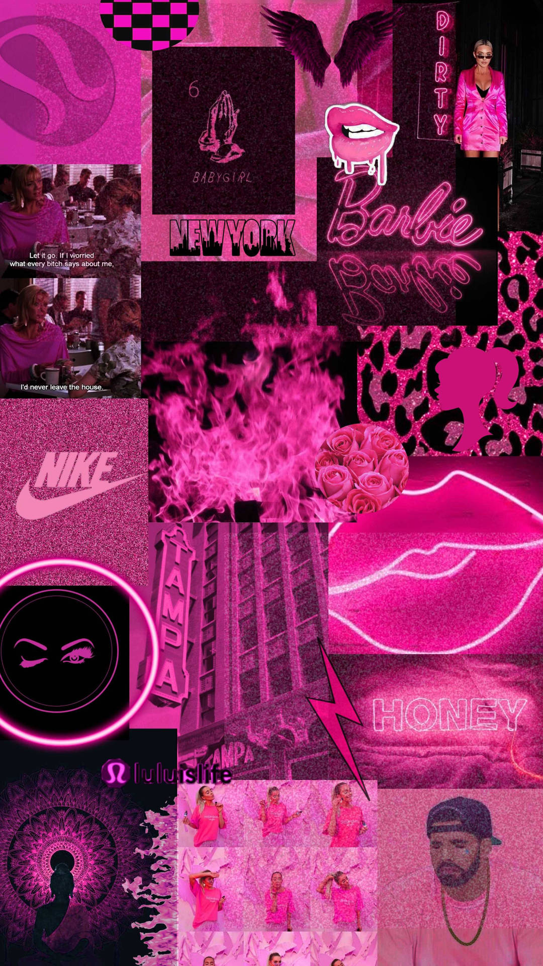 Pink Aesthetic Laptop Collage Wallpaper