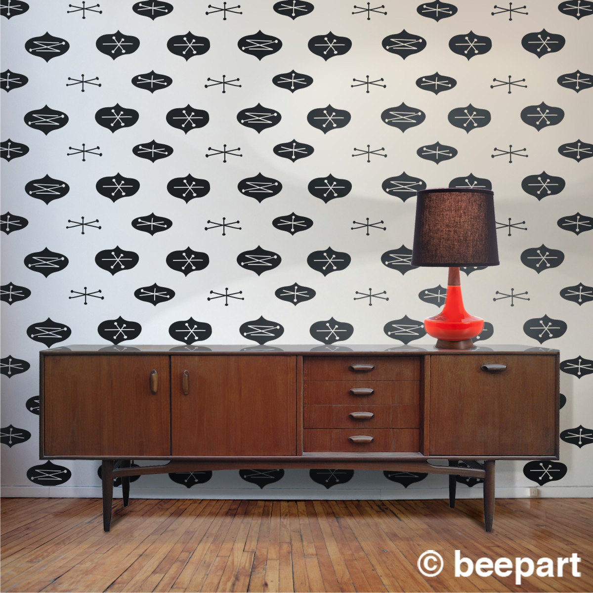 Mid Century Modern Vinyl Wall Decal Pattern Abstract By Beepart