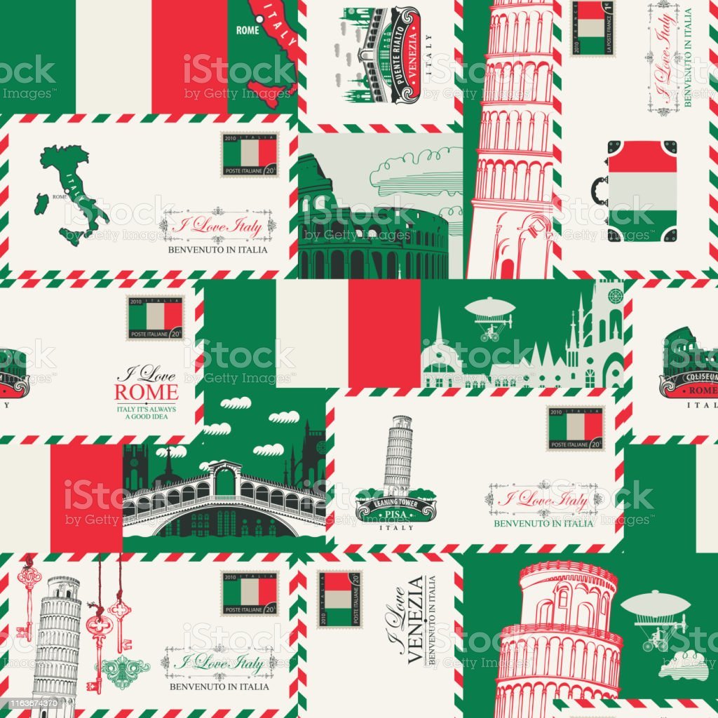 Vector Seamless Pattern On The Theme Of Italy Stock Illustration