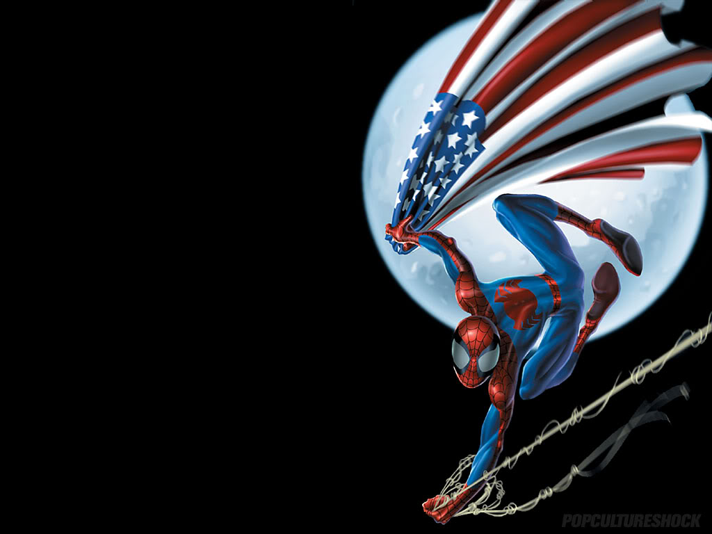 Labels Patriotic Computer Wallpaper Spiderman US Flag