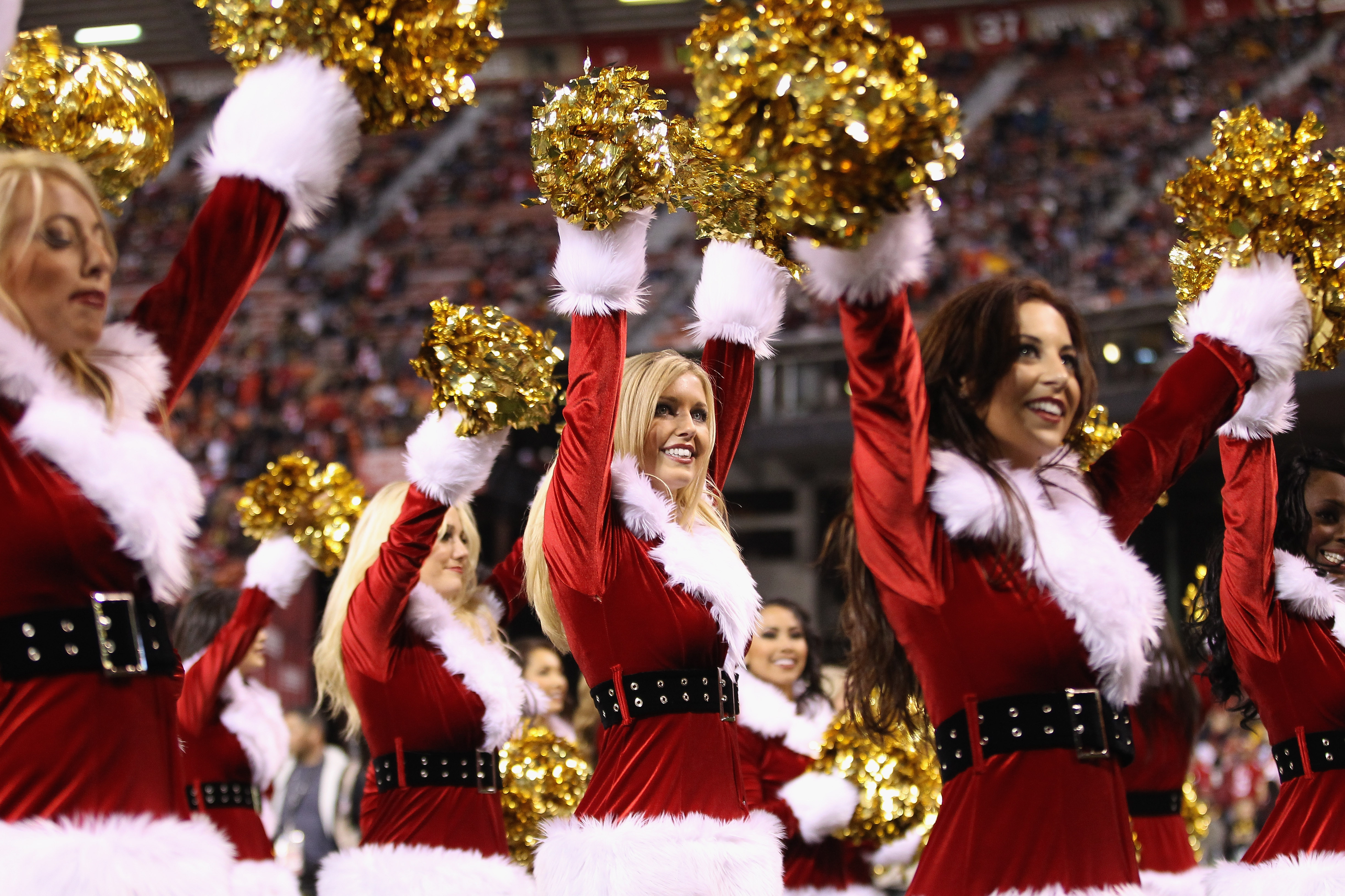 49ers Nfl Football Cheerleader Christmas Holiday Sexy Babe Wallpaper