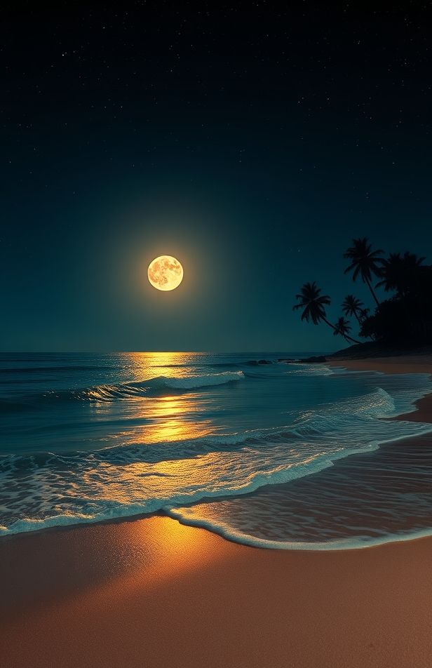 Beach Night Hd Wallpaper