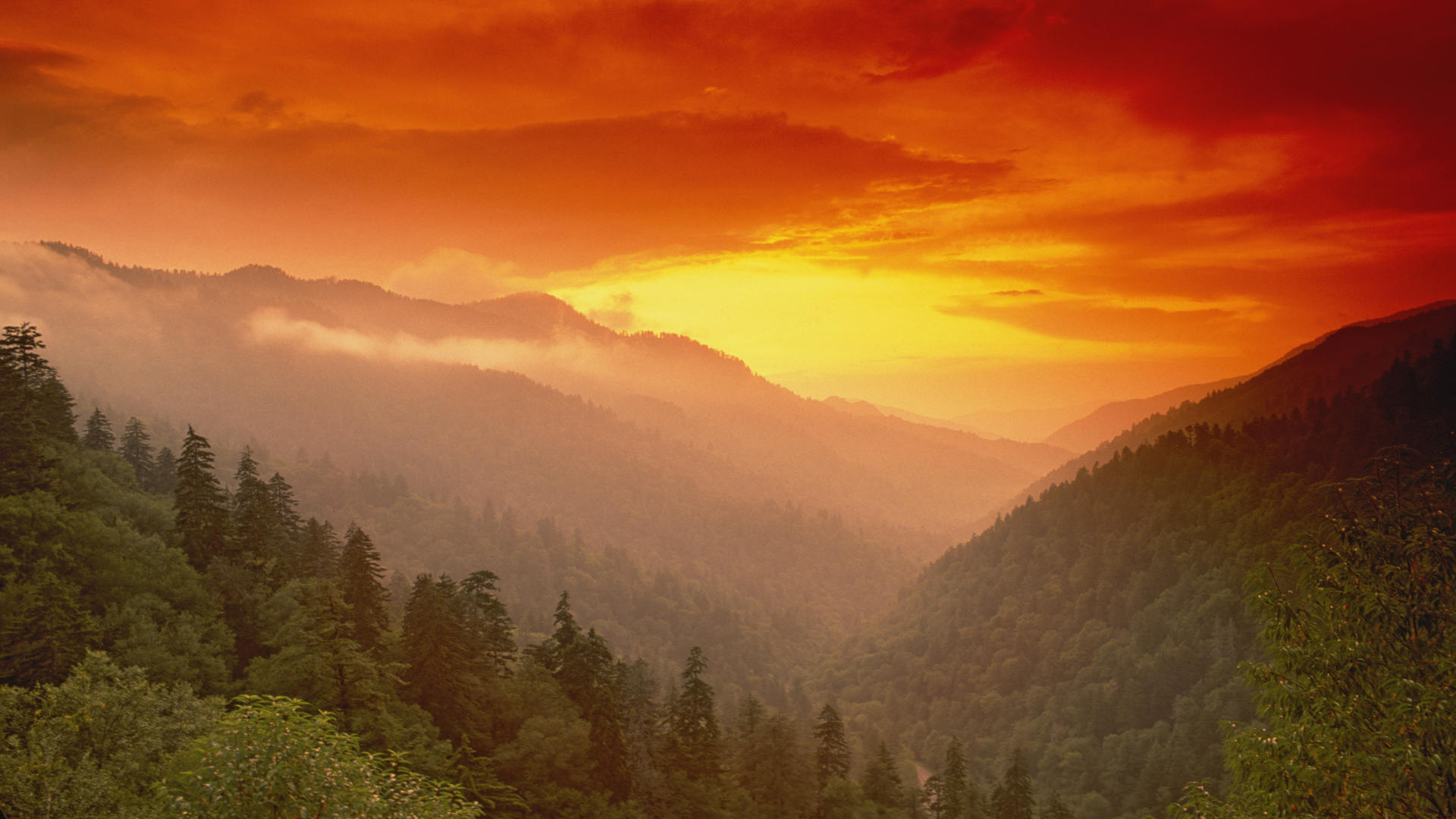And Wallpaper Sunset From Morton Overlook Great Smoky Mountains